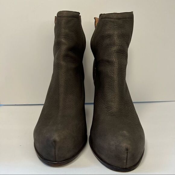 Jeffrey Campbell Oshea Leather Taupe Block Heeled Ankle Booties 10 - Picture 2 of 11